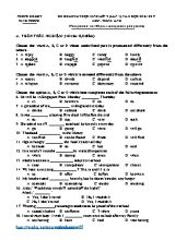 Đề khảo sát lần 1 Tiếng anh lớp 9 - Năm học 2016-2017 - Phòng GD & ĐT Vĩnh Tường